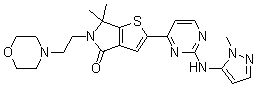 structure of CAS# 1951483-29-6, 5,6-二氢-6,6-二甲基-2-[2-[(1-甲基-1H-吡唑-5-基)氨基]-4-嘧啶基]-5-[2-(4-吗啉基)乙基]-4H-噻吩并[2,3-c]吡咯-4-酮