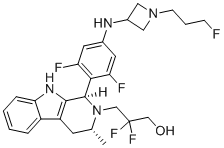 structure of CAS# 1953133-47-5, (1R,3R)-1-[2,6-二氟-4-[[1-(3-氟丙基)-3-氮杂环丁基]氨基]苯基]-β,β-二氟-1,3,4,9-四氢-3-甲基-2H-吡啶并[3,4-b]吲哚-2-丙醇