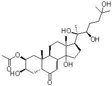 CAS # 19536-25-5, 2-O-Acetyl-20-hydroxyecdysone, (2beta,3beta,5beta,22R)-2-(Acetyloxy)-3,14,20,22,25-pentahydroxycholest-7-en-6-one, 2-O-Acetyl-20-hydroxyecdysone, 20-Hydroxyecdysone 2-acetate, beta-Ecdysone 2-acetate