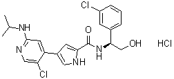 structure of CAS# 1956366-10-1, 4-[5-氯-2-[(1-甲基乙基)氨基]-4-吡啶基]-N-[(1S)-1-(3-氯苯基)-2-羟基乙基]-1H-吡咯-2-甲酰胺盐酸盐