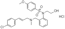 structure of CAS# 1956426-56-4, N-[2-[[[3-(4-Chlorophenyl)-2-propen-1-yl]methylamino]methyl]phenyl]-N-(2-hydroxyethyl)-4-methoxybenzenesulfonamide hydrochloride (1:1)