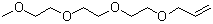 CAS # 19685-21-3, 2,5,8,11-Tetraoxatetradec-13-ene, Allylmethoxytriethylene oxide, ENEA 0375, Methyl triethylene glycol allyl ether, Tri(ethylene glycol) monoallyl monomethyl ether, Triethylene glycol allyl methyl ether, Triethyleneglycol methyl allyl ether, Triethyleneglycol monomethyl monoallyl ether