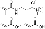 CAS 登录号：197969-51-0, 聚季铵盐-47, N,N,N-三甲基-3-[(2-甲基-1-氧代-2-丙烯基)氨基]-1-丙铵氯化物与 2-丙烯酸甲酯和 2-丙烯酸的聚合物