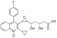 CAS # 1980814-90-1, Pitavastatin Impurity 24, 3-(3-((1S,3R)-4-Carboxy-1,3-dihydroxybutyl)oxiran-2-yl)-2-cyclopropyl-4-(4-fluorophenyl)quinoline 1-oxide