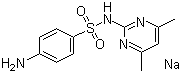 CAS 登录号：1981-58-4, 磺胺二甲嘧啶钠, N-(4,6-二甲基-2-嘧啶基)-4-氨基苯磺酰胺钠盐