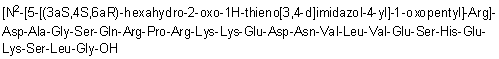 CAS 登录号：198341-96-7, N2-[5-[(3aS,4S,6aR)-六氢-2-氧代-1H-噻吩并[3,4-d]咪唑-4-基]-1-氧代戊基]-L-精氨酰-L-alpha-天冬氨酰-L-丙氨酰甘氨酰-L-丝氨酰-L-谷氨酰胺酰-L-精氨酰-L-脯氨酰-L-精氨酰-L-赖氨酰-L-赖氨酰-L-alpha-谷氨酰-L-alpha-天冬氨酰-L-天冬氨酰胺酰-L-缬氨酰-L-亮氨酰-L-缬氨酰-L-alpha-谷氨酰-L-丝氨酰-L-组氨酰-L-alpha-谷氨酰-L-赖氨酰-L-丝氨酰-L-亮氨酰甘氨酸