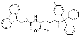 structure of CAS# 198545-20-9, N2-[(9H-Fluoren-9-ylmethoxy)carbonyl]-N5-[(4-methylphenyl)diphenylmethyl]-D-ornithine