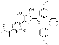 CAS # 199593-08-3, N-Acetyl-5'-O-[bis(4-methoxyphenyl)phenylmethyl]-2'-O-methylcytidine, N-[1-[(2R,3R,4R,5R)-5-[[bis(4-methoxyphenyl)-phenylmethoxy]methyl]-4-hydroxy-3-methoxyoxolan-2-yl]-2-oxopyrimidin-4-yl]acetamide