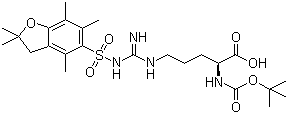 structure of CAS# 200124-22-7, N-Boc-N'-(2,2,4,6,7-pentamethyldihydrobenzofuran-5-sufonyl)-L-arginine