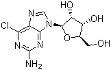 structure of CAS# 2004-07-1, 2-Amino-6-chloropurine-9-riboside