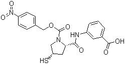 structure of CAS# 202467-69-4, 3-[[[(2S,4S)-4-Mercapto-1-(4-nitrobenzyloxy)carbonyl-2-pyrrolidinyl]carbonyl]amino]benzoic acid