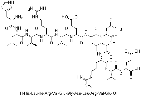 CAS # 202525-97-1, L-Histidyl-L-leucyl-L-isoleucyl-L-arginyl-L-valyl-L-alpha-glutamylglycyl-L-asparaginyl-L-leucyl-L-arginyl-L-valyl-L-glutamic acid