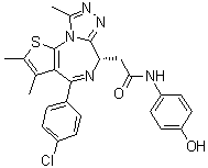 structure of CAS# 202590-98-5, (S)-4-(4-氯苯基)-N-(4-羟基苯基)-2,3,9-三甲基-6H-噻吩并[3,2-f][1,2,4]三唑并[4,3-a][1,4]二氮杂卓-6-乙酰胺