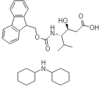 structure of CAS# 204316-10-9, N-Cyclohexylcyclohexanamine (3S,4S)-4-[[(9H-fluoren-9-ylmethoxy)carbonyl]amino]-3-hydroxy-5-methyl-hexanoate