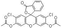 structure of CAS# 2044-85-1, 2',7'-Dichlorofluorescein diacetate