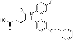structure of CAS# 204589-82-2, (3R,4S)-1-(4-Fluorophenyl)-2-oxo-4-[4-(benzyloxy)phenyl]-3-azetidinepropanoic acid