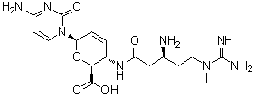 CAS # 2079-00-7, Blasticidin S, Bla-S, 4-[[(3S)-3-Amino-5-[(aminoiminomethyl)methylamino]-1-oxopentyl]amino]-1-(4-amino-2-oxo-1(2H)-pyrimidinyl)-1,2,3,4-tetradeoxy-beta-D-erythro-hex-2-enopyranuronic acid