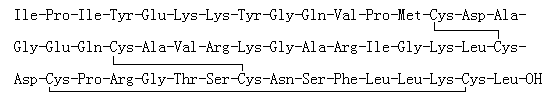 CAS # 209615-79-2, CART (55-102) (rat), L-Isoleucyl-L-prolyl-L-isoleucyl-L-tyrosyl-L-alpha-glutamyl-L-lysyl-L-lysyl-L-tyrosylglycyl-L-glutaminyl-L-valyl-L-prolyl-L-methionyl-L-cysteinyl-L-alpha-aspartyl-L-alanylglycyl-L-alpha-glutamyl-L-glutaminyl-L-cysteinyl-L-alanyl-L-valyl-L-arginyl-L-lysylglycyl-L-alanyl-L-arginyl-L-isoleucylglycyl-L-lysyl-L-leucyl-L-cysteinyl-L-alpha-aspartyl-L-cysteinyl-L-prolyl-L-arginylglycyl-L-threonyl-L-seryl-L-cysteinyl-L-asparaginyl-L-seryl-L-phenylalanyl-L-leucyl-L-leucyl-L-lysyl-L-cysteinyl-L-leucine cyclic (14→32),(20→40),(34→47)-tris(disulfide)