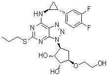 CAS # 2096989-55-6, (1R,2R,3S,5R)-3-[7-[[(1S,2R)-2-(3,4-Difluorophenyl)cyclopropyl]amino]-5-(propylthio)-3H-1,2,3-triazolo[4,5-d]pyrimidin-3-yl]-5-(2-hydroxyethoxy)-1,2-cyclopentanediol