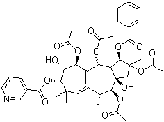 CAS 登录号：210108-89-7, 麻风树碱 5, 2,5,7,14-四乙酰氧基-3-苯甲酰基氧基-8,15-二羟基-9-烟酰氧基-6(17),11E-麻风树属二烯