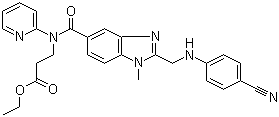 structure of CAS# 211915-84-3, 3-[[[2-[[(4-氰基苯基)氨基]甲基]-1-甲基-1H-苯并咪唑-5-基]羰基]吡啶-2-基氨基]丙酸乙酯