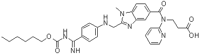 structure of CAS# 212321-78-3, N-[[2-[[[4-[[[(Hexyloxy)carbonyl]amino]iminomethyl]phenyl]amino]methyl]-1-methyl-1H-benzimidazol-5-yl]carbonyl]-N-2-pyridinyl-beta-alanine