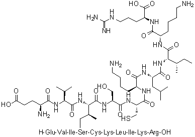 CAS # 215530-58-8, L-alpha-Glutamyl-L-valyl-L-isoleucyl-L-seryl-L-cysteinyl-L-lysyl-L-leucyl-L-isoleucyl-L-lysyl-L-arginine