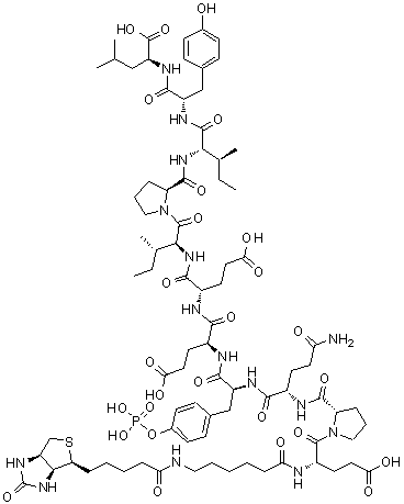 CAS 登录号：215876-01-0, N-[6-[[5-[(3aS,4S,6aR)-六氢-2-氧代-1H-噻吩并[3,4-d]咪唑-4-基]-1-氧代戊基]氨基]-1-氧代己基]-L-alpha-谷氨酰-L-脯氨酰-L-谷氨酰胺酰-O-膦酰-L-酪氨酰-L-alpha-谷氨酰-L-alpha-谷氨酰-L-异亮氨酰-L-脯氨酰-L-异亮氨酰-L-酪氨酰-L-亮氨酸