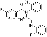 CAS 登录号：217942-71-7, 3-(2-氯苯基)-6-氟-2-[[(2-氟苯基)氨基]甲基]-4(3H)-喹唑啉酮