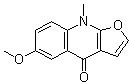 structure of CAS# 2181-84-2, 6-Methoxy-9-methylfuro[2,3-b]quinolin-4(9H)-one