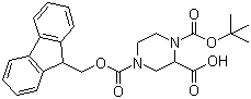 structure of CAS# 218278-58-1, 1-Boc-4-Fmoc-2-piperazinecarboxylic acid