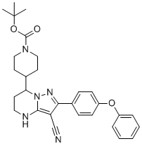 structure of CAS# 2190506-56-8, 7-(1-Boc-4-piperidinyl)-2-(4-phenoxyphenyl)-4,5,6,7-tetrahydropyrazolo[1,5-a]pyrimidine-3-carbonitrile
