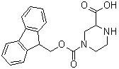 structure of CAS# 219312-90-0, 4-(((9H-Fluoren-9-yl)methoxy)carbonyl)piperazine-2-carboxylic acid