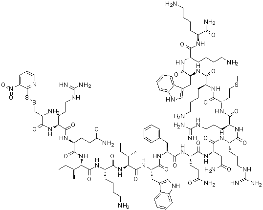 CAS # 220337-24-6, 3-[(3-Nitro-2-pyridinyl)dithio]-L-alanyl-L-arginyl-L-glutaminyl-L-isoleucyl-L-lysyl-L-isoleucyl-L-tryptophyl-L-phenylalanyl-L-glutaminyl-L-asparaginyl-L-arginyl-L-arginyl-L-methionyl-L-lysyl-L-tryptophyl-L-lysyl-L-lysinamide