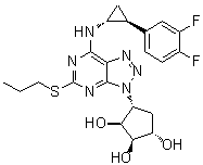 structure of CAS# 220347-05-7, (1S,2R,3S,4R)-4-[7-[[(1R,2S)-2-(3,4-二氟苯基)环丙基]氨基]-5-(丙硫基)-3H-1,2,3-三唑并[4,5-d]嘧啶-3-基]-1,2,3-环戊烷三醇