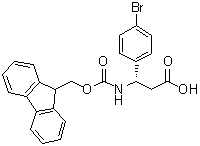 structure of CAS# 220497-68-7, (betaS)-4-溴-beta-[[(9H-芴-9-基甲氧基)羰基]氨基]苯丙酸