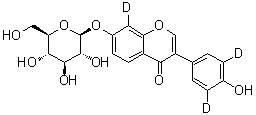 CAS # 220930-97-2, 7-(beta-D-Glucopyranosyloxy)-3-(4-hydroxyphenyl-3,5-d<sub>2</sub>)-4H-1-benzopyran-4-one-8-d