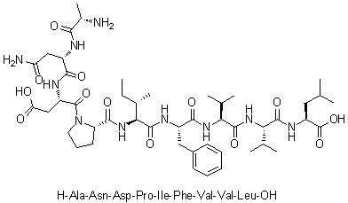 CAS # 222412-11-5, L-Alanyl-L-asparaginyl-L-alpha-aspartyl-L-prolyl-L-isoleucyl-L-phenylalanyl-L-valyl-L-valyl-L-leucine