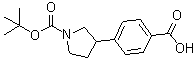 structure of CAS# 222987-24-8, 3-(4-Carboxyphenyl)-1-pyrrolidinecarboxylic acid 1-(1,1-dimethylethyl) ester