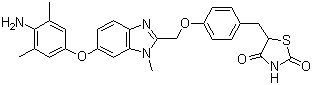 CAS # 223132-37-4, Inolitazone, 5-[[4-[[6-(4-Amino-3,5-dimethylphenoxy)-1-methyl-1H-benzimidazol-2-yl]methoxy]phenyl]methyl]-2,4-thiazolidinedione