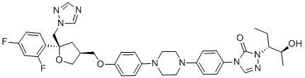 CAS # 2243785-98-8, Posaconazole Diastereoisomer 4 (S,S,R,S), (3S,5S,2S,3R)-Posaconazole,4-(4-(4-(4-(((3S,5S)-5-((1H-1,2,4-triazol-1-yl)methyl)-5-(2,4-difluorophenyl)tetrahydrofuran-3-yl)methoxy)phenyl)piperazin-1-yl)phenyl)-2-((2S,3R)-2-hydroxypentan-3-yl)-2,4-dihydro-3H-1,2,4-triazol-3-one