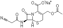 CAS # 23239-41-0, Cefacetrile sodium, Cephacetrile sodium, Sodium (6R,7R)-3-(acetyloxymethyl)-7-[(2-cyanoacetyl)amino]-8-oxo-5-thia-1-azabicyclo[4.2.0]oct-2-ene-2-carboxylate