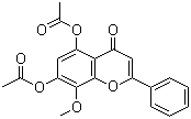 CAS # 23246-80-2, 5,7-Dihydroxy-8-methoxyflavone diacetate, 5,7-Bis(acetyloxy)-8-methoxy-2-phenyl-4H-1-benzopyran-4-one