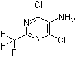 structure of CAS# 2344-17-4, 4,6-Dichloro-2-(trifluoromethyl)-5-pyrimidinamine