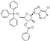 CAS 登录号：234436-49-8, 9-[3-O-苯甲酰基-2-脱氧-2-氟-5-O-(三苯基甲基)-beta-D-呋喃阿拉伯糖基]-6-氯-9H-嘌呤