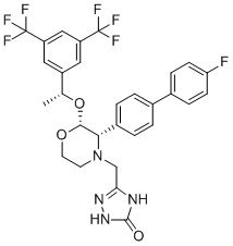 CAS # 2348441-63-2, Aprepitant EP Impurity C, 5-[[(2R,3S)-2-[(1R)-1-[3,5-Bis(trifluoromethyl)phenyl]ethoxy]-3-(4'-fluorobiphenyl-4-yl)morpholin-4-yl]methyl]-1,2-dihydro-3H-1,2,4-triazol-3-one