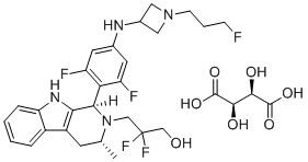 CAS 登录号：2407529-33-1, (1R,3R)-1-[2,6-二氟-4-[[1-(3-氟丙基)-3-氮杂环丁基]氨基]苯基]-β,β-二氟-1,3,4,9-四氢-3-甲基-2H-吡啶并[3,4-b]吲哚-2-丙醇(2R,3R)-2,3-二羟基丁烷二酸酯(1:1)