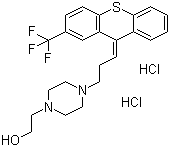 CAS 登录号：2413-38-9, 盐酸氟哌噻吨, (Z)-4-[3-[2-(三氟甲基)-9H-硫杂蒽-9-亚基]丙基]-1-哌嗪基乙醇二盐酸盐