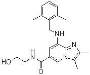 CAS # 248919-64-4, Linaprazan, 2,3-Dimethyl-8-[(2,6-dimethylbenzyl)amino]-6-[N-(2-hydroxyethyl)aminocarbonyl]imidazo[1,2-a]pyridine, AZD 0865