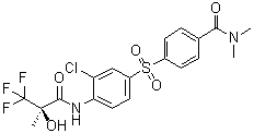 CAS # 252017-04-2, 4-[[3-Chloro-4-[[(2R)-3,3,3-trifluoro-2-hydroxy-2-methyl-1-oxopropyl]amino]phenyl]sulfonyl]-N,N-dimethylbenzamide